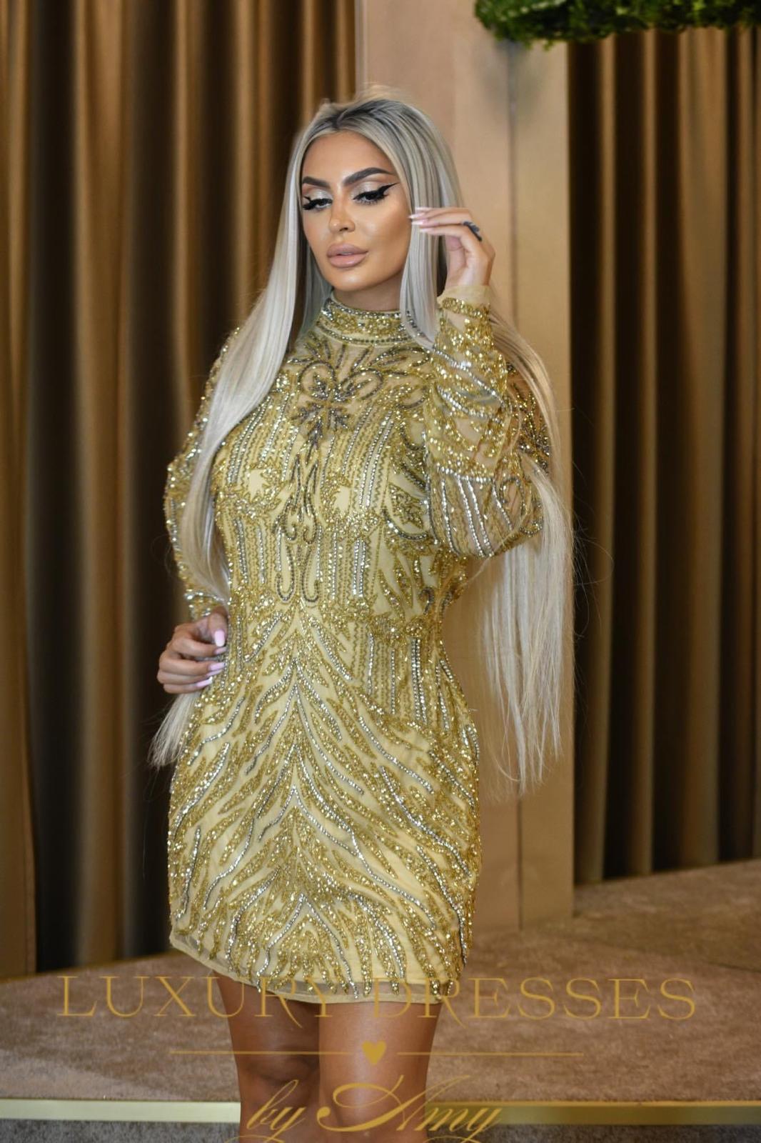 Amy Dresses - Rochie Scurtă Golden Majesty Gold (de inchiriat)
