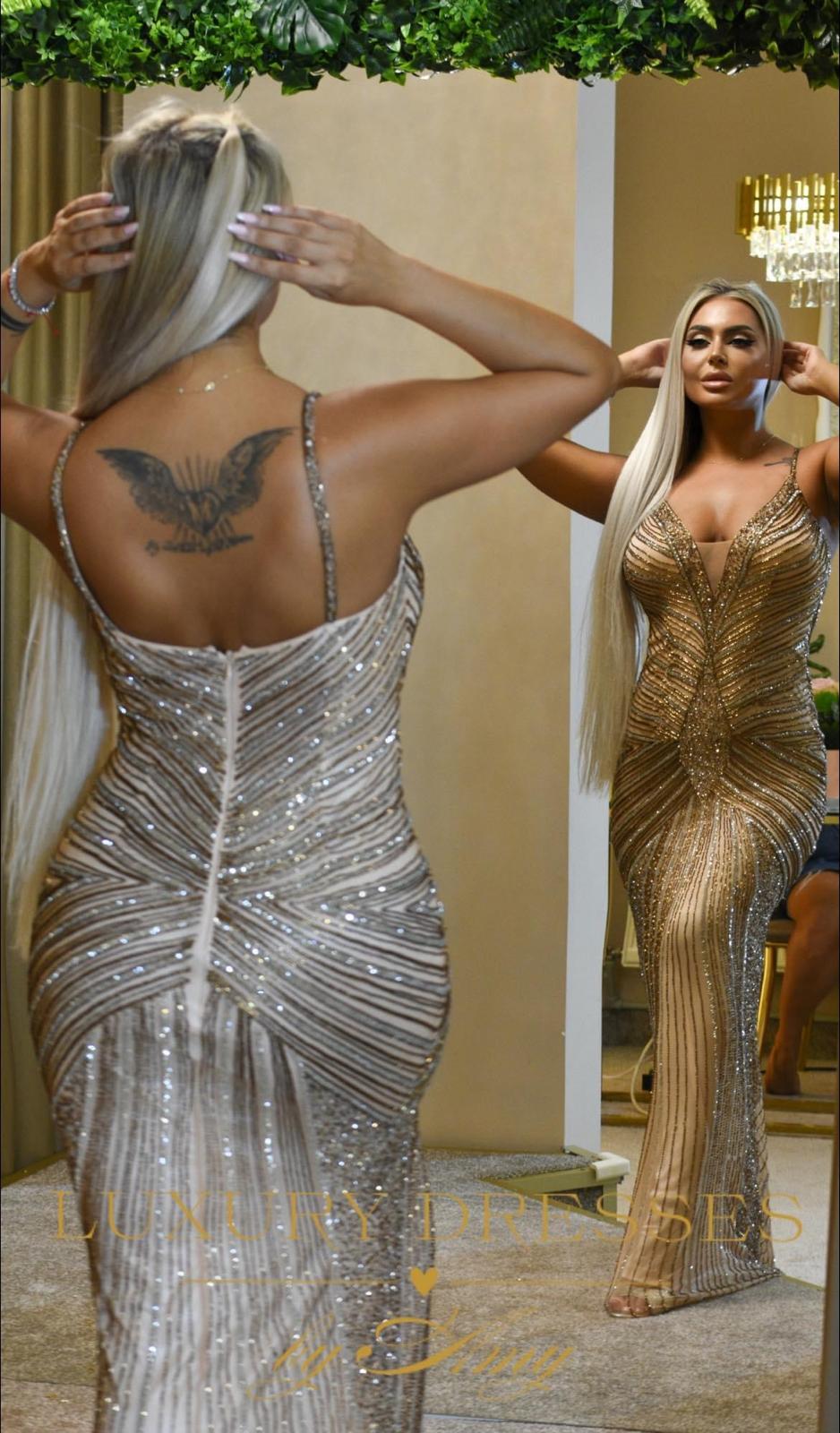 Amy Dresses - Rochie lungă Silvermist Cascade Silver (de inchiriat)