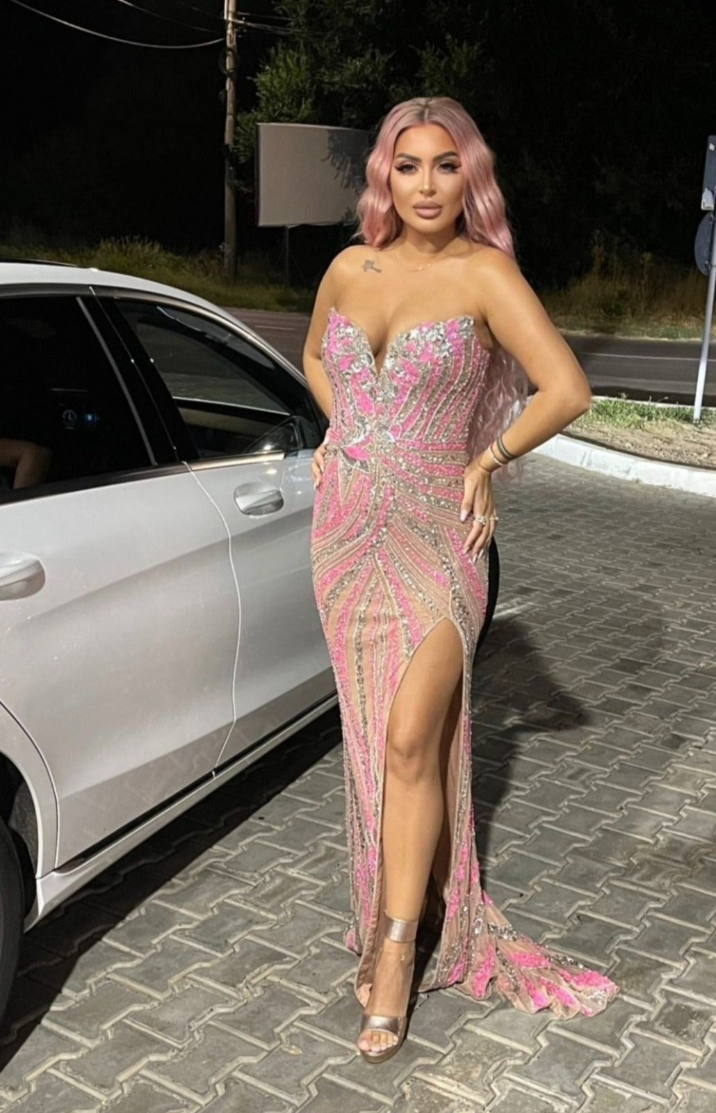 Amy Dresses - Rochie lungă de bază roz moale Glamorous Rose (de inchiriat)